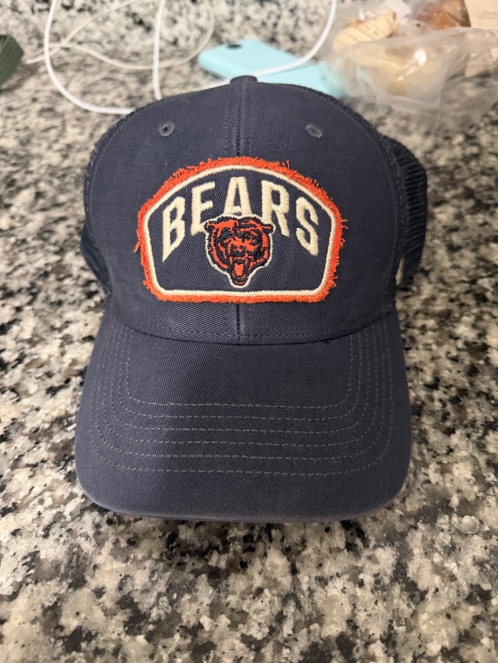 Bears Patch Trucker Hat in Navy with Orange Accent